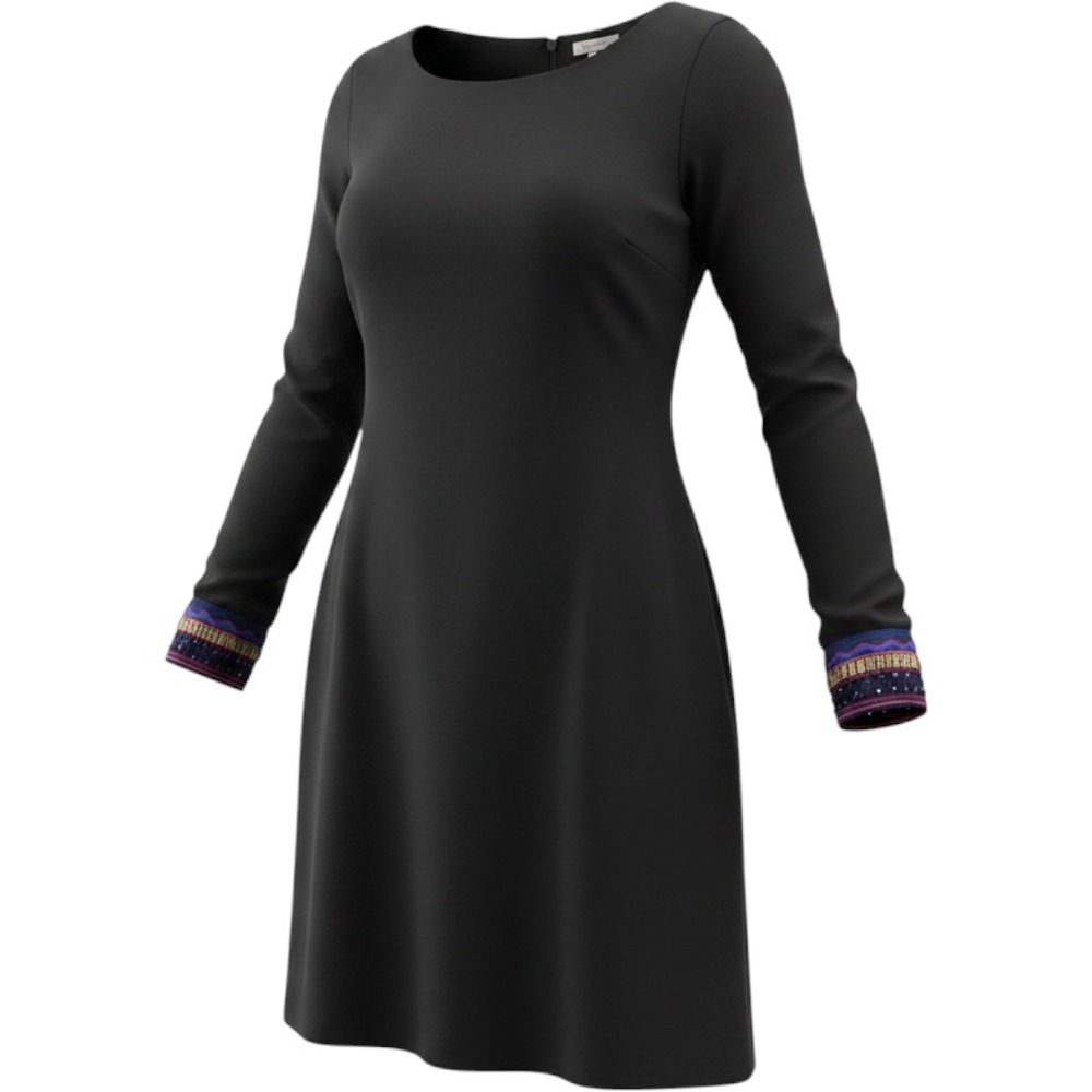 Forevercute Shift Dress Womens L Black Excellent Boho Beaded Cuff Cold Shoulder